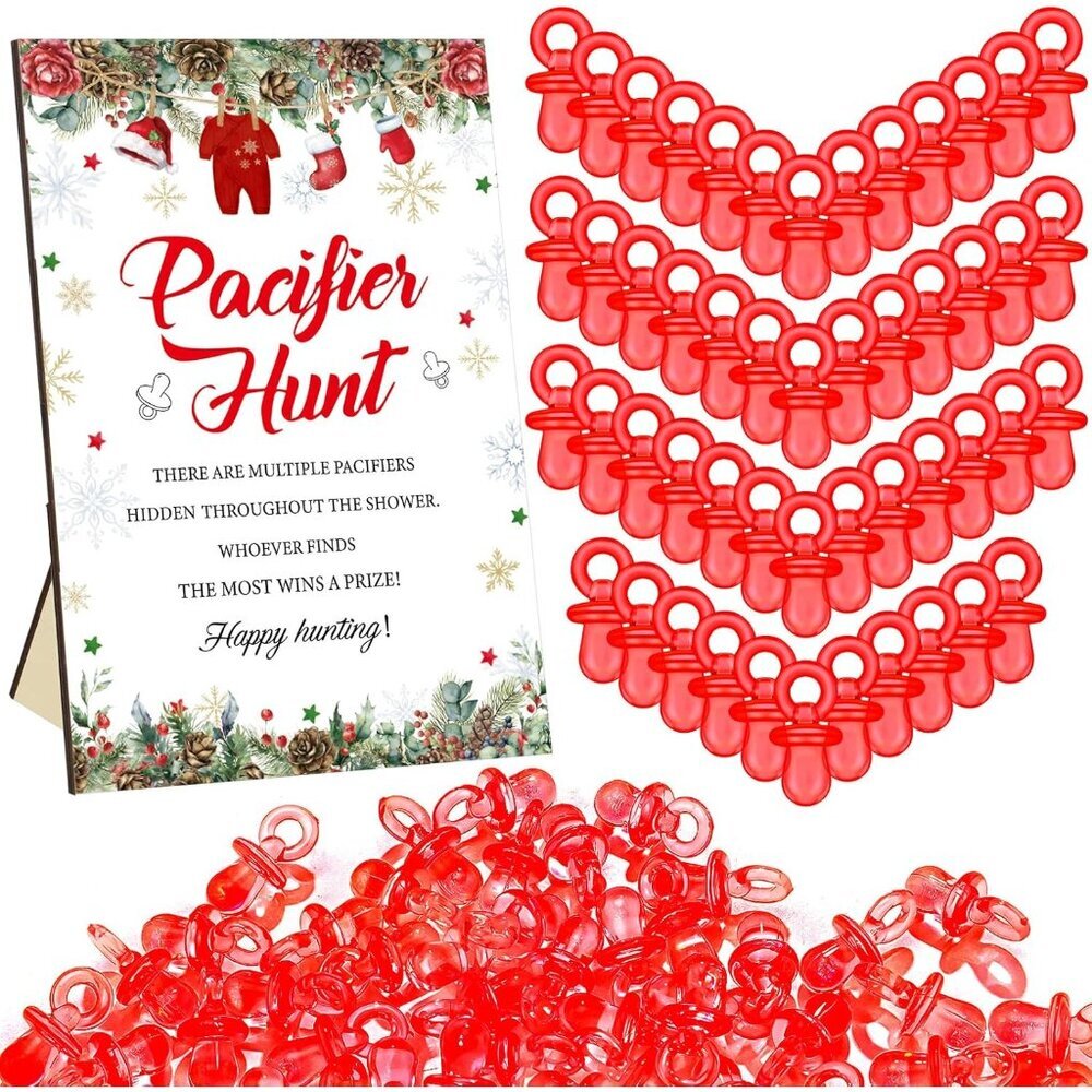 Complete 51-Pc Christmas Baby Shower Pacifier Hunt Game with 50 Accessories